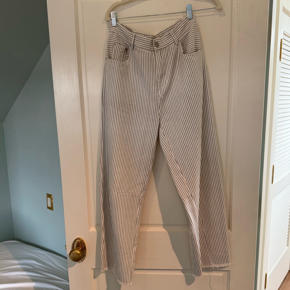 Striped Beige Women's Jeans